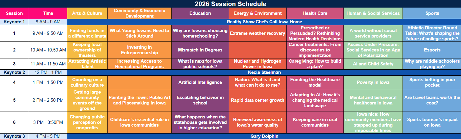 2026 Iowa Ideas Schedule